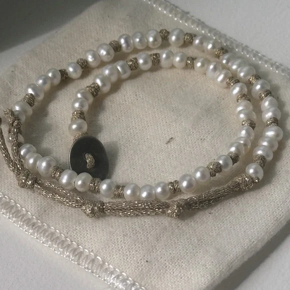 Chan Luu wrap bracelet - freshwater pearl and gold - Picture 2 of 5